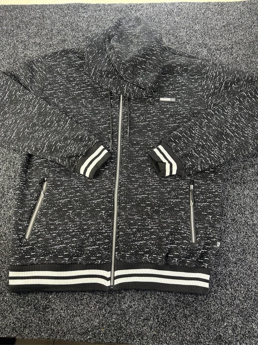Encrypted Supply Co. Men's Full Zip Hoodie Black Gray Speckled Jacket